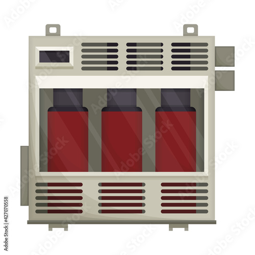 Transformer vector cartoon icon. Vector illustration electric equipment on white background. Isolated cartoon illustration icon of transformer.