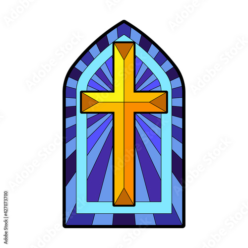 Glass vector cartoon icon. Vector illustration glass window on white background. Isolated cartoon illustration icon of window church.