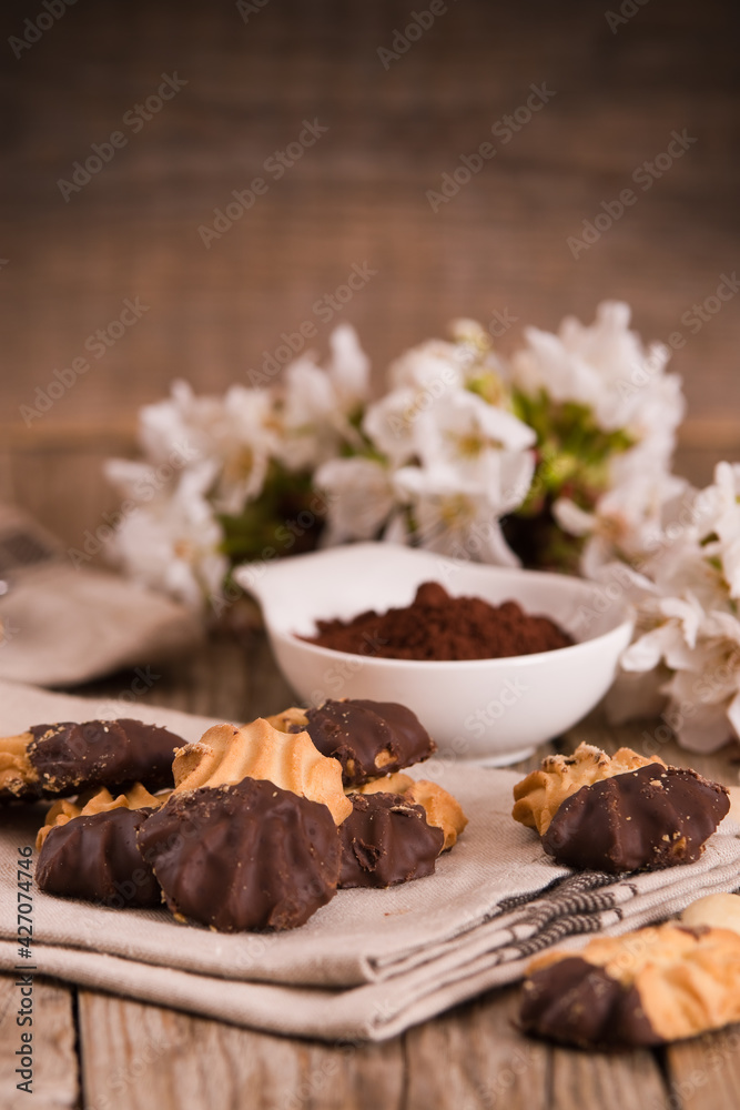 Butter cookies with chocolate. Butter cookies with chocolate.