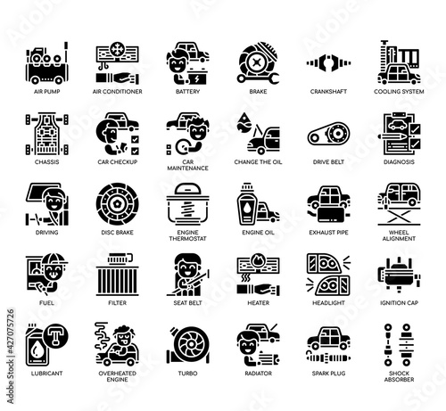 Set of car maintenabce thin line and pixel perfect icons for any web and app project.