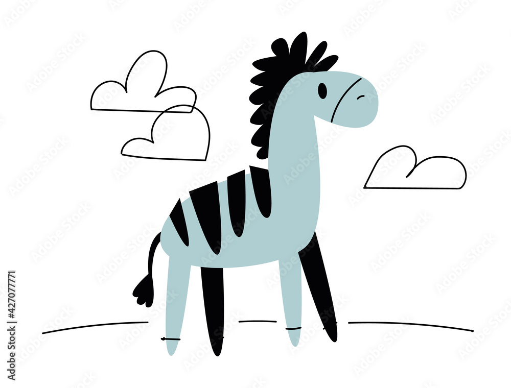 Minimalistic Vector Illustration Zebra icon blue. Flat illustration. Trending style and color. Logo Minimalistic Vector Illustration Zebra icon blue. Flat illustration. Trending style and color. Logo