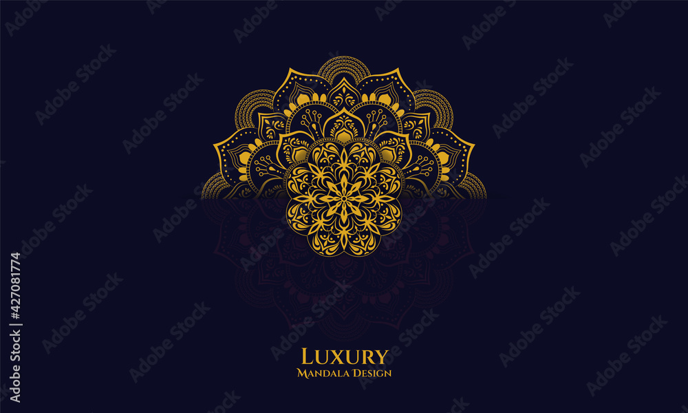 Luxury mandala Islamic background in gold color. 