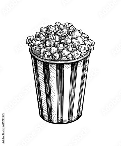 Ink sketch of popcorn.