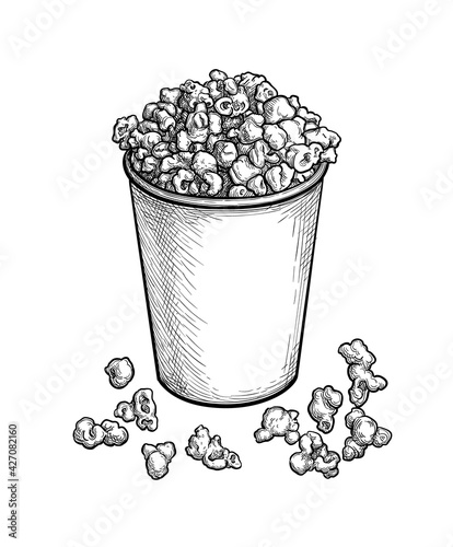 Ink sketch of popcorn.