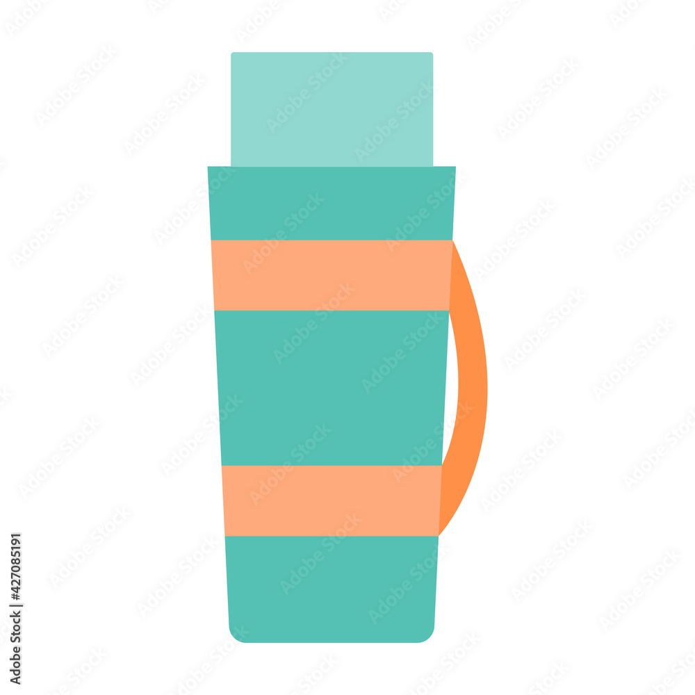 Green thermos insulated on a white background Green thermos insulated on a white background