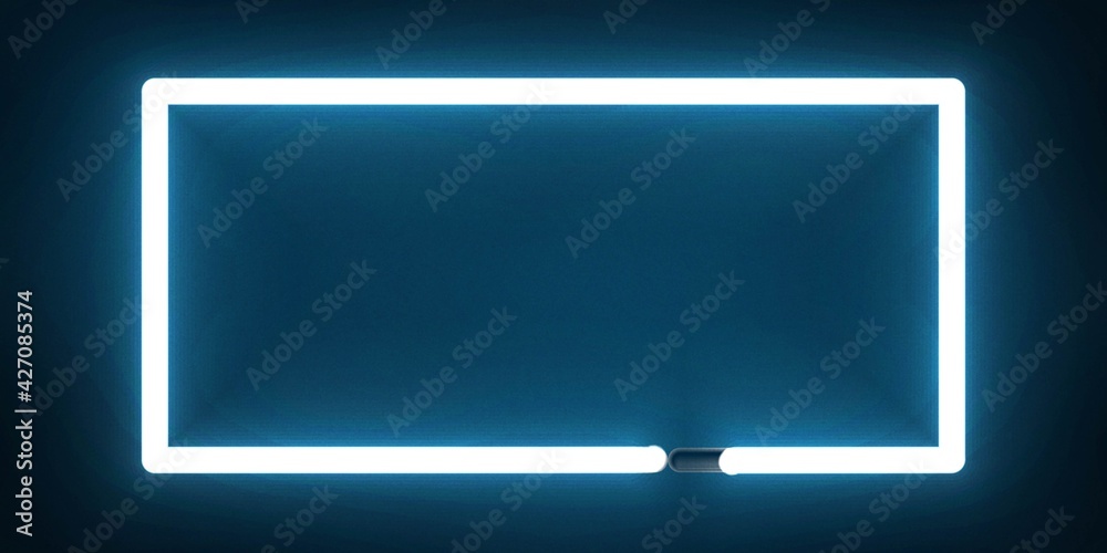 Vector realistic isolated neon sign of frame for invitation template and copy space layout on the blue background. Vector realistic isolated neon sign of frame for invitation template and copy space layout on the blue background.