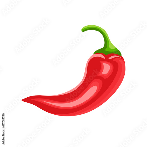 Red chili pepper vector icon. Cartoon flat illustration of spicy spices. 