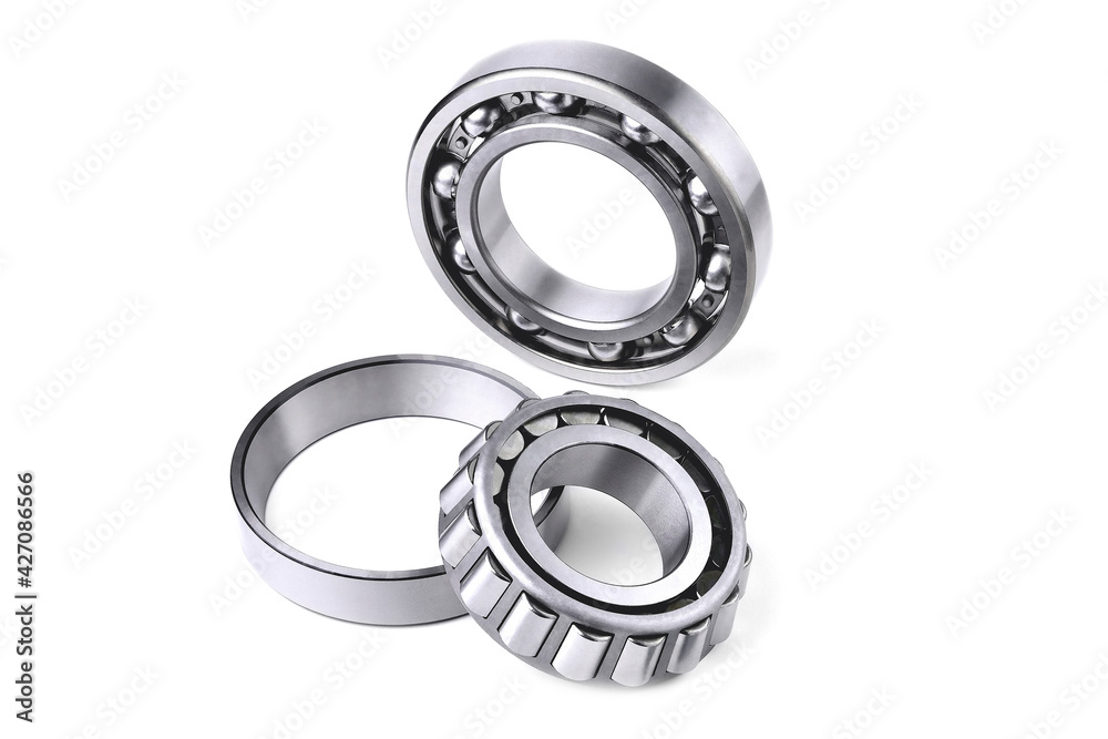 roller and ball bearings on white background, blank for creativity roller and ball bearings on white background, blank for creativity