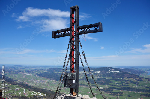 Gipfelkreuz auf dem Schober (1328 Meter), Thalgau, Fuschl, Salzburg, Europa - Summit cross on the Schober (1328 meters), Thalgau, Fuschl, Salzburg, Europe photo