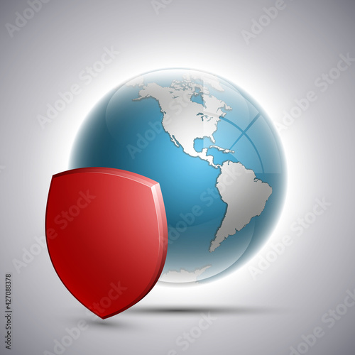 Planet protected icon, Earth for shield. Security World, Peace saved