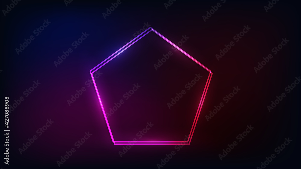 Neon double frame with shining effects Neon double frame with shining effects