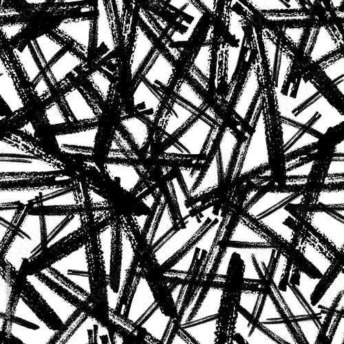 Seamless pattern with black pencil brushstrokes