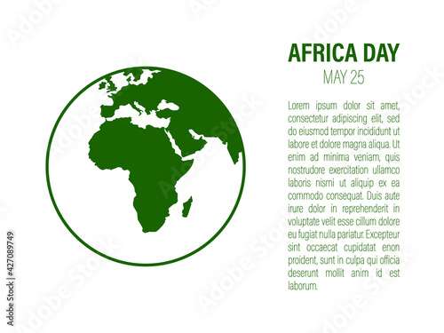 Africa day 25 may globe banner. Decorative map of Africa continent silhouette. illustration