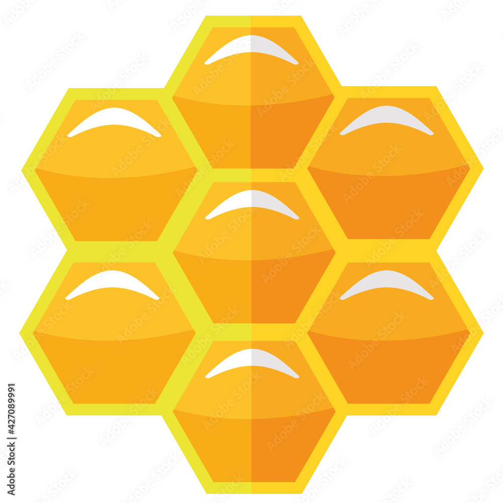 Honeycomb icon flat design vector image collection Honeycomb icon flat design vector image collection