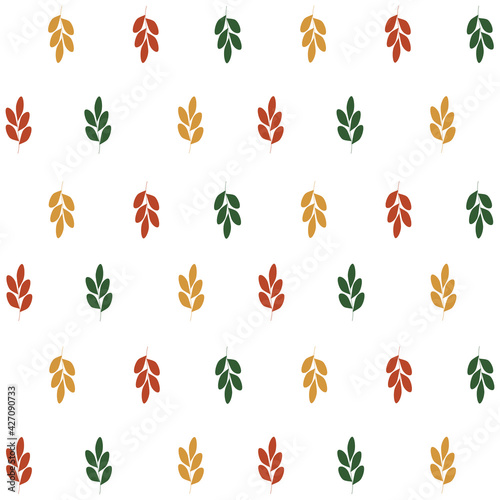 Colorful Leaves of background pattern - illustration, textile, wallpaper, white background. Tree leaf