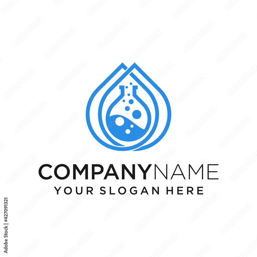 digital bio lab illustration logo concept