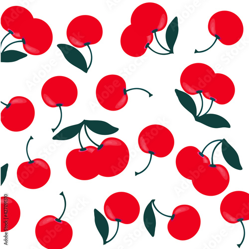 Pattern with cherry. Vector illustration.