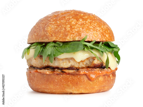 pork hamburger isolated on white background