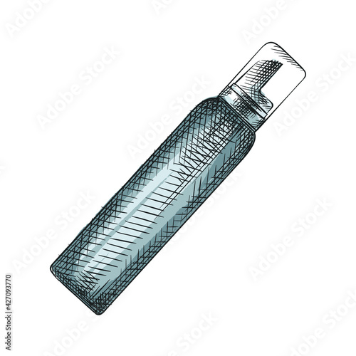 Watercolor Hand drawn sketch of mousse, hairspray on a white background. Barber Shop Sketch. Hair stylie, barber accessories