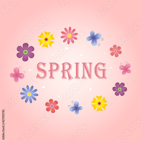 Flowers Background and lettering Spring. Vector Illustration EPS10