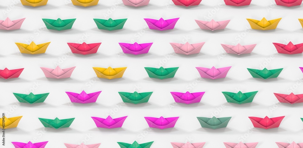 paper boat ship business concept 3d