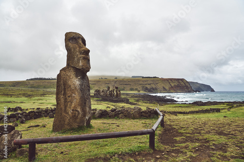 Moai statues on Rapa Nui (Easter Island) photo