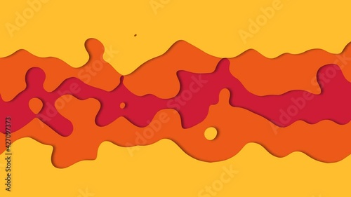 3D geometric background with realistic paper cut layers. Simple motion graphic animation red and orange background