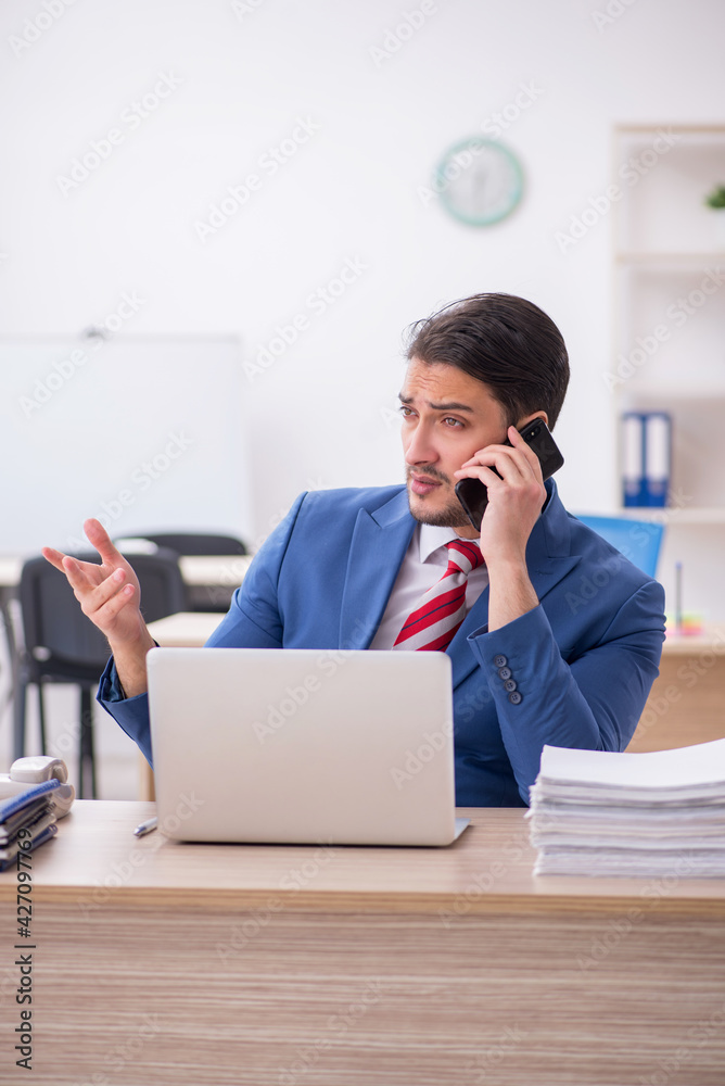Young attractive employee working in the office Young attractive employee working in the office