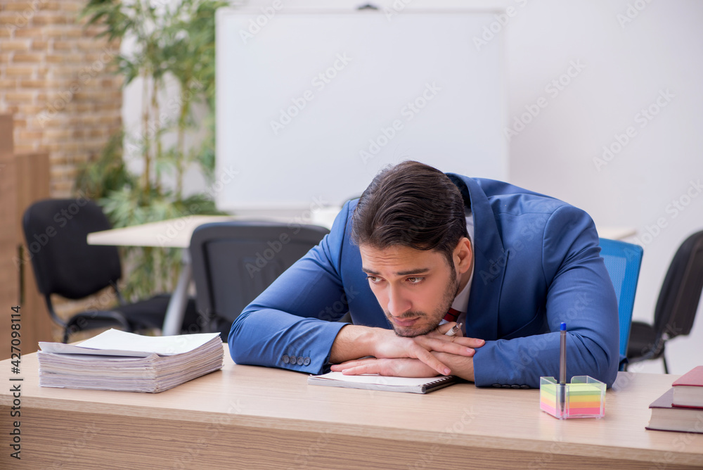Young attractive employee working in the office Young attractive employee working in the office