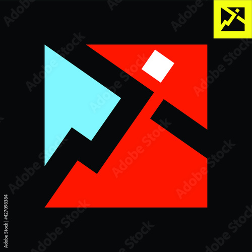 Letter I Logo. Letter I monogram logo design in Bauhaus art style. Vector logo in Eps 8.