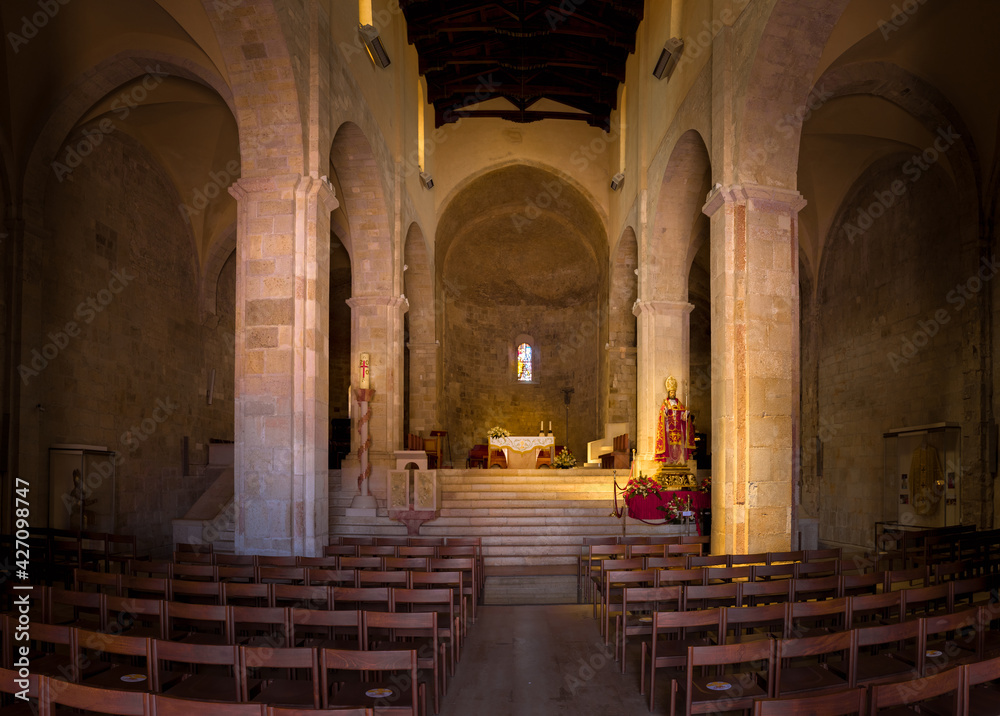 Interior of the romanesque cathedral (Santa Maria della Purificazione), Termoli, Italy