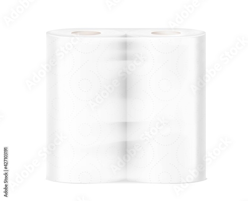 Set of towel paper in film mockup. Vector illustration isolated on white background. Can be use for template your design, presentation, promo, ad. EPS10.	