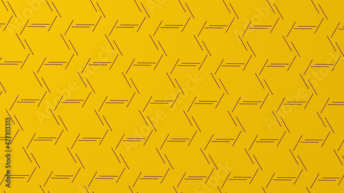 Geometric pattern where lines and shapes intersect with each other to form new patterns on bright vibrant yellow gradient with copy space. Use background for logo. Simple illustration concept