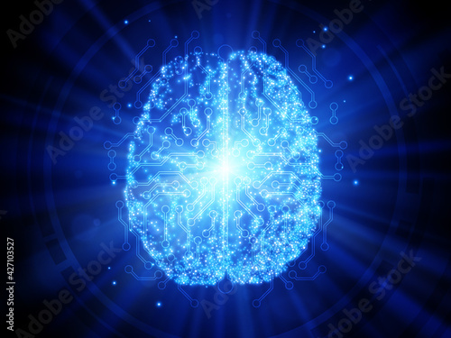 Human brain. Abstract technology background. Vector illustration