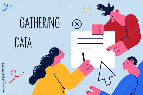 Gathering data, marketing, business concept