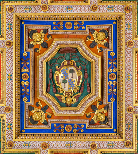 Marvelous detail from the ceiling of the Basilica of Santa Francesca Romana, in Rome, Italy.