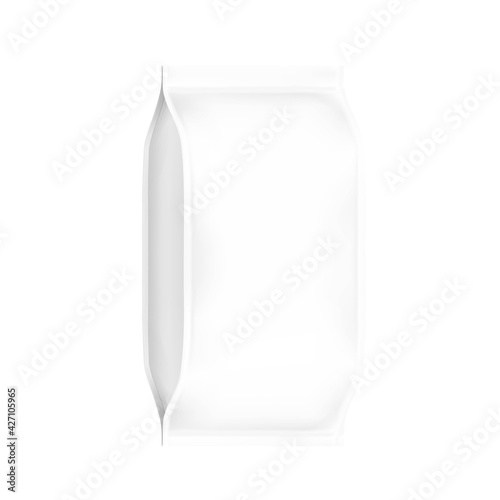 High realistic  package bag with seam mockup. Front view. Vector illustration isolated on white background. Easy to use for presentation your product, design. EPS10.	