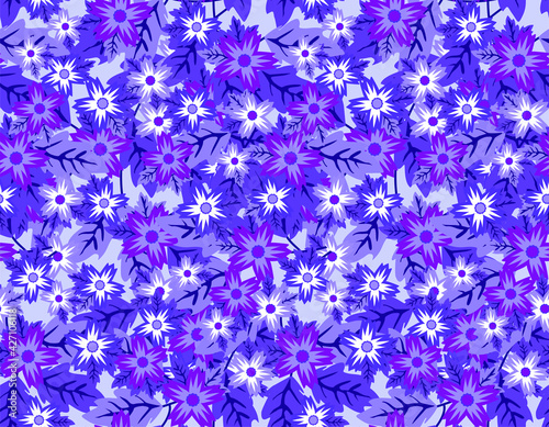 Vector stylish floristic pattern with decorative small flowers and leaves. Vintage background and print for textiles and fashion accessories