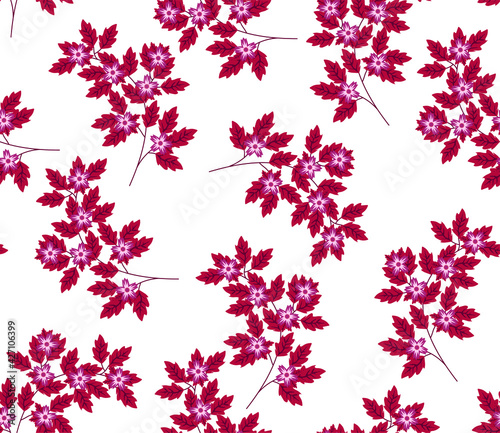 Vector stylish floristic pattern with decorative small flowers and leaves. Vintage background and print for textiles and fashion accessories