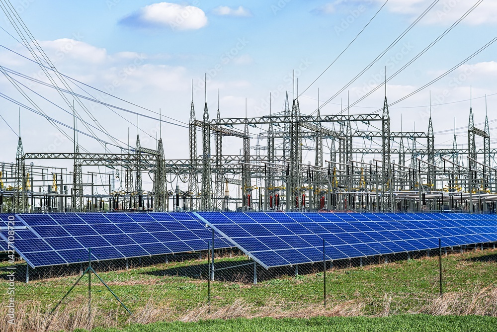 Solar panels with electric pole
