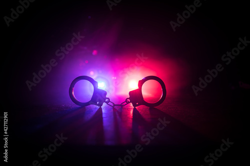 Photographie Police raid at night and you are under arrest concept