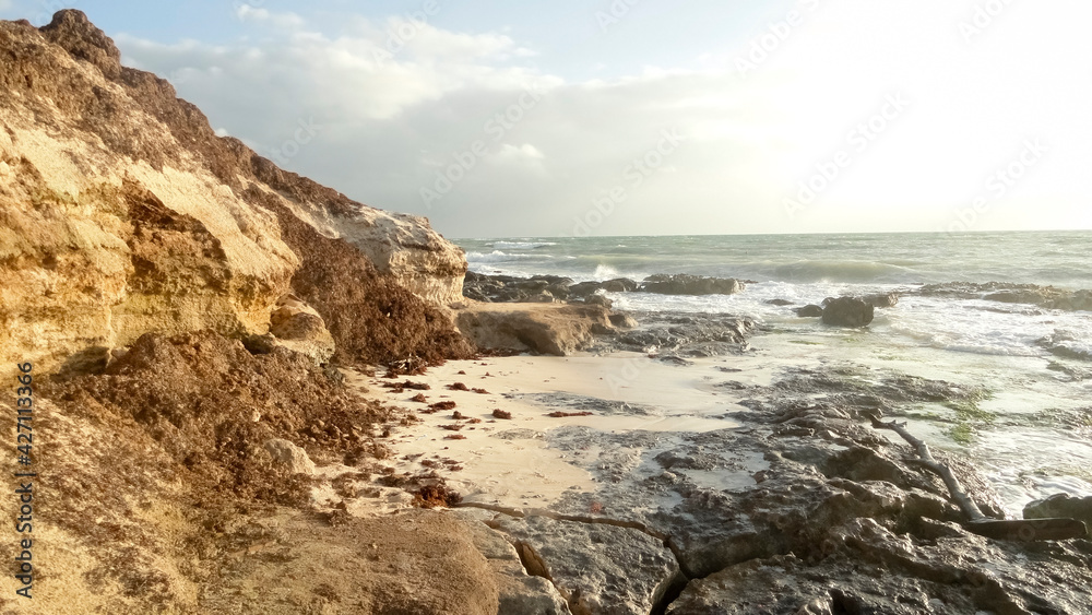 Fototapeta premium Rocky Beach Coastline with Wild Ocean Waves