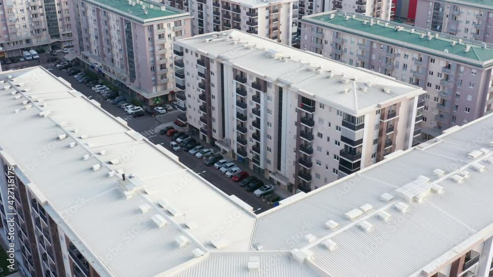 Residential block of high rise apartment buildings made of concrete in ... - Skyscraper Apartments For Narrow City Blocks