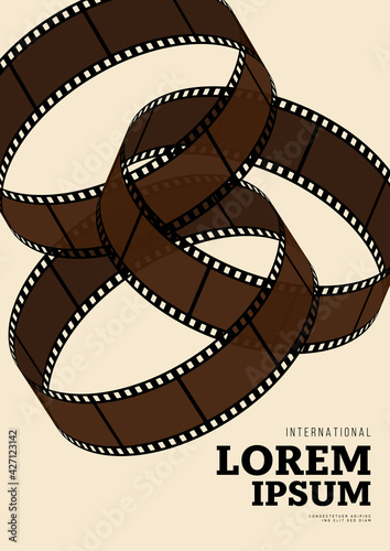 Movie and film poster design template background with vintage filmstrip