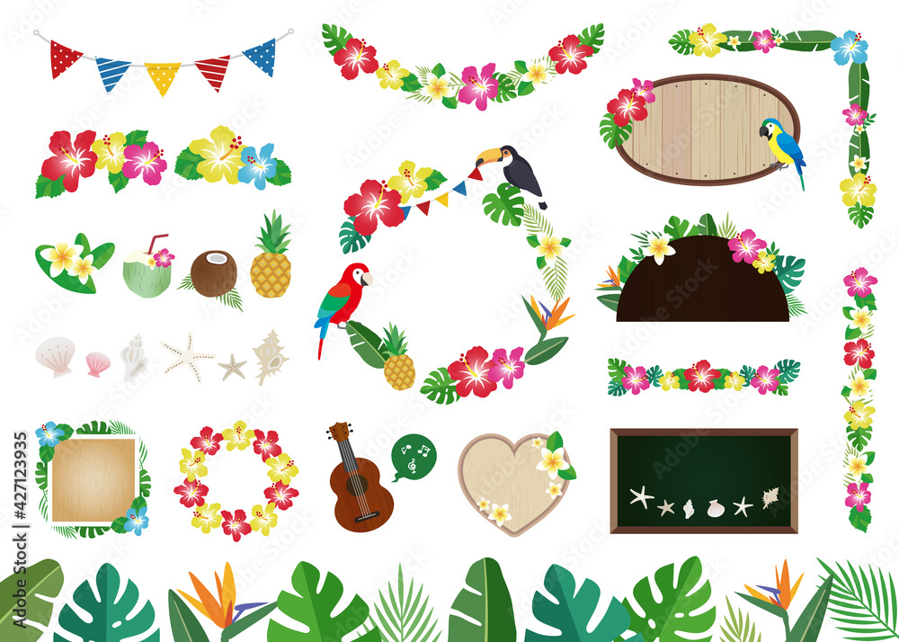 南国 夏の素材イラストセット 白背景 文字なし Stock Vector Adobe Stock 南国 夏の素材イラストセット 白背景 文字なし Stock Vector Adobe Stock