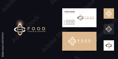 Letter cs sc food logo with icon cutlery and business card template