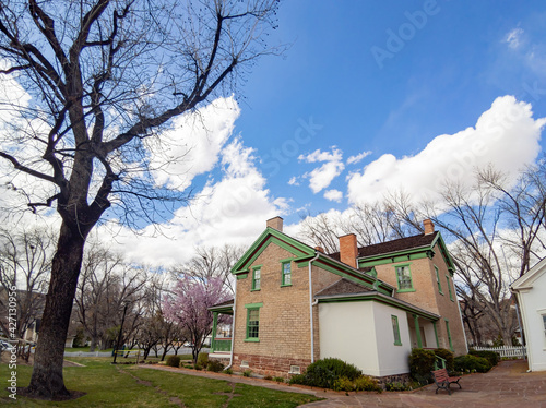 Cherry tree blossom and Brigham Young Winter Home photo