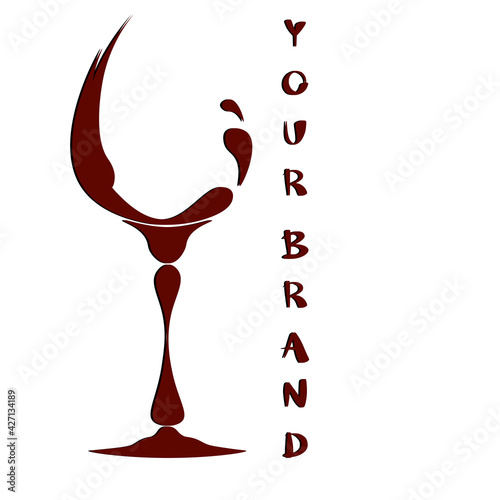 logo glass of wine made of wine drops with vertical inscription