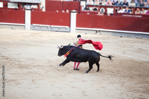  Lidia en plaza de toros de Madrid, España - pase de capote. toreando