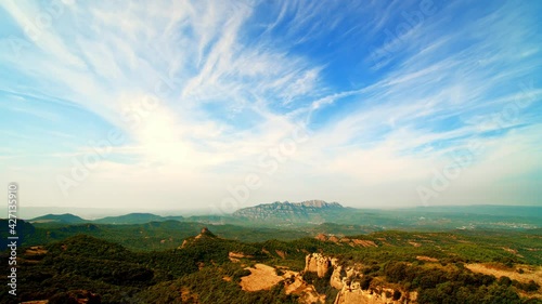 San Llorens in Spain and cirrus clouds in the sky, time-lapse photo